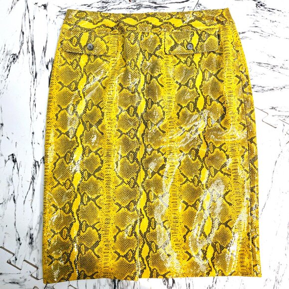 3 For 35 🙌🌼 Vintage Carlisle Y2K Suede Yellow Snakeskin Midi Skirt – Pockets - Picture 1 of 8